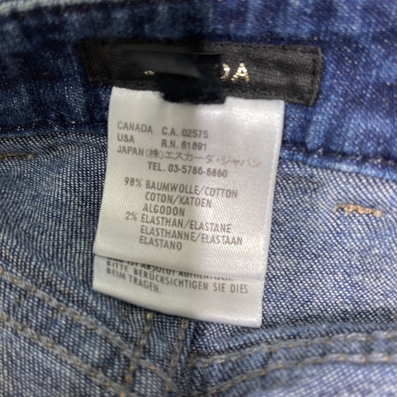 Escada High Rise Signature Studded Structured Flare Medium Wash Jeans EUC 26 /34 - Picture 8 of 12